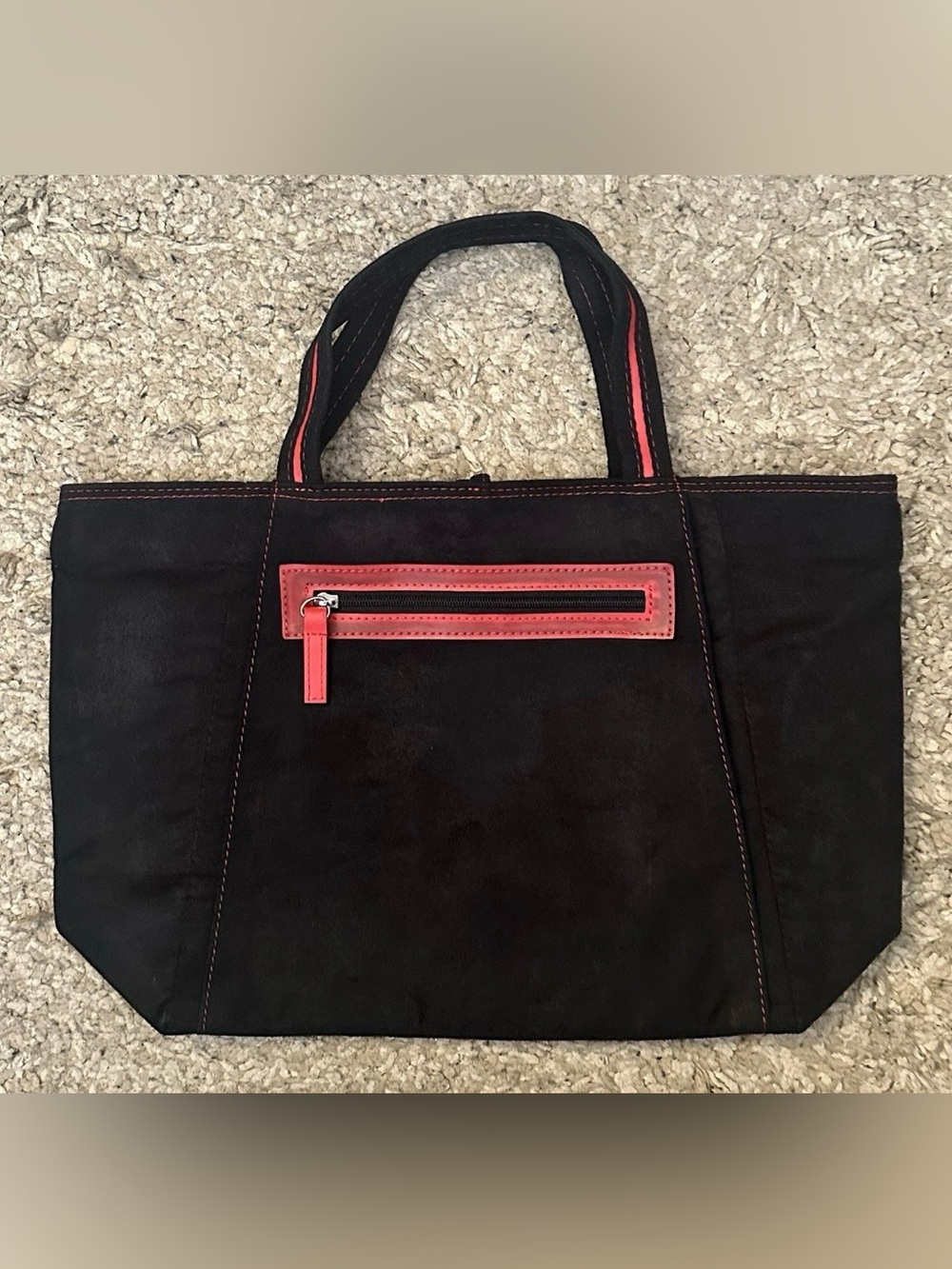 Lancome Promo Black/Polka Dot Interior Front Zip Small Travel Makeup Tote Bag